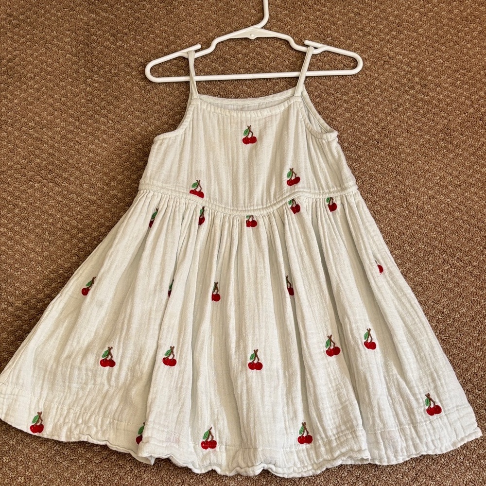 Pink Chicken White and Red Pleated Tiered Sundress